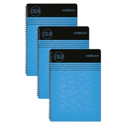 Image of NU Notebooks Craze Cloud Range A5 Blue Notebook Wirebound Stationery Ruled Notepad 110 Pages Multipack of 3