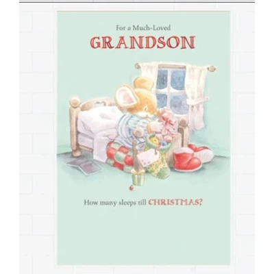Image of Hallmark Country Companions Grandson Christmas Card for a Much Loved How Many Sleeps Till Christmas?