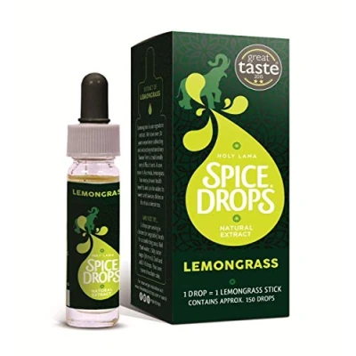 Image of Holy Lama Spice Drops Lemongrass Extract Great Taste Awards. Natural Cooking Ingredient, Savoury or Sweet, Thai, Healthy Drinks Recipes. Citrus Flavour 1 x 5ml Bottle