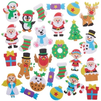 Image of Baker Ross FX380 Christmas Felt Stickers Pack of 80, for Children, Scrapbooking and Decorating