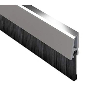 Image of STORMGUARD Concealed Fixed Brush Bottom Door Seal Draught Excluder Strip Chrome
