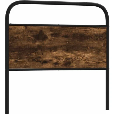Image of vidaXL Smoked Oak Headboard Steel &amp; Engineered Wood Bed Frame Compatible, 105x100 cm