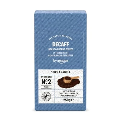 Image of by Amazon Decaffeinated Ground Coffee, Light Roast, 1kg (4 Packs of 250 g)