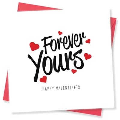 Image of Punkcards Romantic Valentine&#039;s Day Card “Forever Yours. Happy Valentines for Husband Valentine Wife