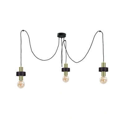 Image of Unica Cluster Pendant Ceiling Light Black, Gold, 3x E27