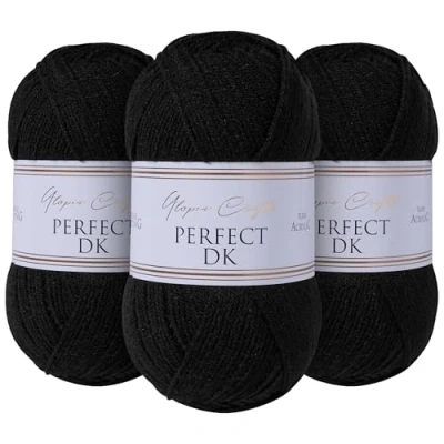 Image of Utopia Crafts DK Double Knitting Yarn 3X 100g (Black)