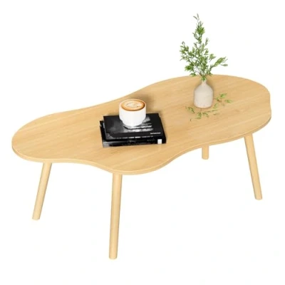 Image of Qiebenav Low Coffee Table,Solid Table Legs, Mid Century Modern Tables, Centre for Living Room, Tea Table, Side Department,Small Space 31.5&quot; x 15.75&quot; 16.34&quot;