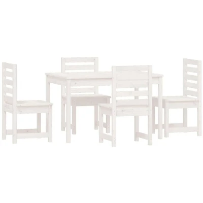 Image of vidaXL 5 Piece Garden Dining Set White Solid Wood Pine