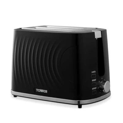 Image of Tower Solitaire 2 Slice Toaster Black