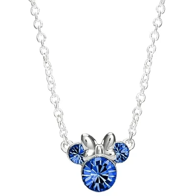 Image of Disney Minnie Mouse Sterling Silver SeptemberBirthstone Crystal Necklace