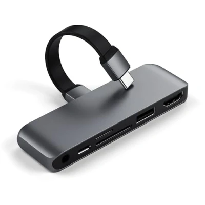Image of SATECHI USB C Mobile Pro SD Adapter with PD Charging, 4K HDMI, 3.0, Micro/SD Card Readers &amp; 3.5mm Headphone Jack For M2/ M1 iPad Pro, Air, Mini and more
