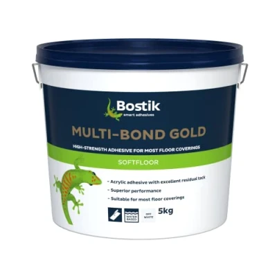 Image of Bostik 30811894 Multi Bond Gold Flooring Adhesive, Bonds Most Floor Coverings, Colour: Off White, Size: 5kg