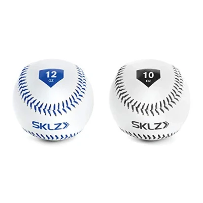 Image of SKLZ Weighted Training Baseball, Official Baseball Size, Build Arm Strength, White, 10oz &amp; 12oz, Pack of 2