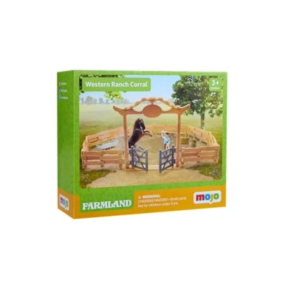 Image of MOJO Western Ranch Corral Playset with Horse and Cowboy Farm &amp; Horses Collection True to Life Highly Detailed Designed in UK