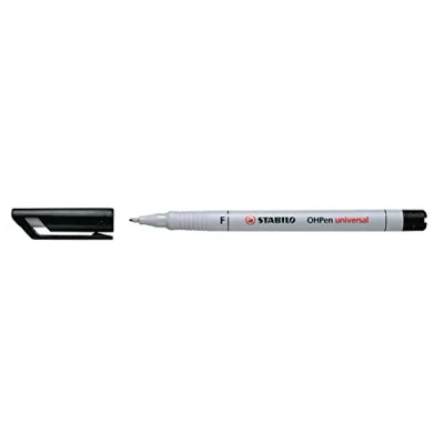Image of Stabilo Ohpen Universal Black Permanent Marker (Black, White, Assorted, 0.7 mm, Fine, White Plastic)