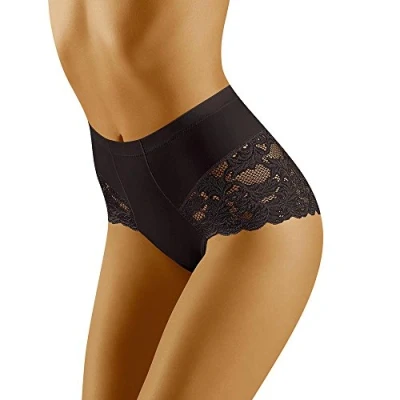 Image of Wolbar Women&#039;s Sexy Shapewear Briefs Lace Panties High Waist WB184, Black,M