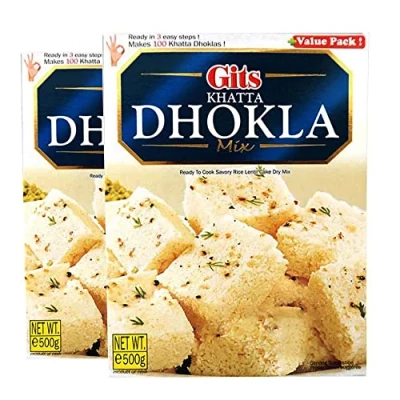 Image of GITS Khatta Dhokla 500G Instant Mix Snack Pack Indian Origin (Pack of 2)
