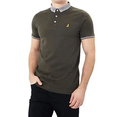 Image of BRAVE SOUL Men&#039;s Polo T Shirts Short Sleeve Tee Top Classic, Khaki Colour, UK Size M