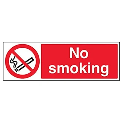 Image of V Safety No Smoking Prohibition Sign 450mm x 150mm Self Adhesive Vinyl