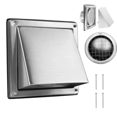 Image of WeCooper 125mm 5 Inch Cowled External Wall Louvre Grille 304 Stainless Steel Extractor Fan Outside Air Vent with Removable Cover and Bird Screen Mesh