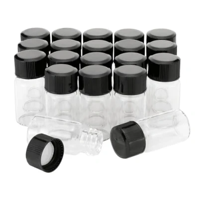 Image of Rowiz 20PCS 3ml (0.11Oz) Clear Glass Vials Liquid Sampling Sample Bottle Mini with Black Screwcap