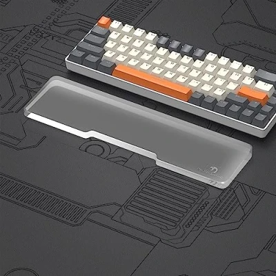 Image of MAMBASNAKE CNC Acrylic Wrist Rest for Compact 65% Keyboard Hand Support Anti Slip Rubber Feet Ergonomic Cushion Palm Office/Gaming/Typing/Laptop 68 Keys