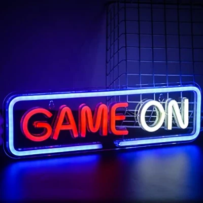 Image of SIGNSHIP Game on Neon Sign Led Light for Wall Decoration USB Powered Cool Colorful Signs Acrylic Art Decor Bedroom Room Living Bar Party Boys Gift