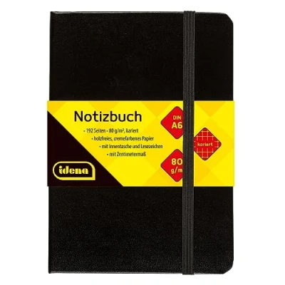 Image of idena® DIN A6 Notebook 192 Pages 80 g/m², Square Ruled Black 209282