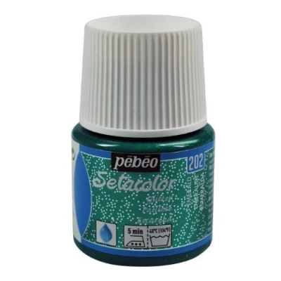 Image of Pebeo Setacolor Fabric Paint 45ml Bottle Light Fabrics Glitter Range NEW (Glitter Emerald)