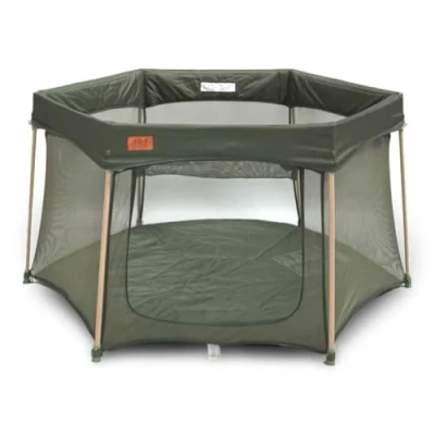 Image of Venture All Stars Joy Award Winning Foldable Baby Playpen Large, Portable Play Pen for Babies &amp; Toddlers, Breathable Mesh Fitted Mat, Easy to Set Up, Includes Travel Bag Green (6 36 Months)