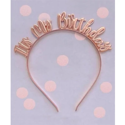 Image of Its My Birthday Rose Gold Metal Headband