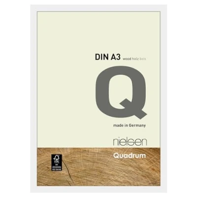 Image of nielsen Quadrum Photo Frame, A3, 29.7x42cm Wood Picture Covering White Frame with Protective Float Glass and Push Turn Clips