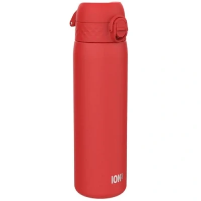 Image of Ion8 Vacuum Insulated Steel Water Bottle, 500 ml/18 oz, Leak Proof, Easy to Open, Secure Lock, Dishwasher Safe, Fits Cup Holders, Carry Handle, Scratch Resistant, Metal Red