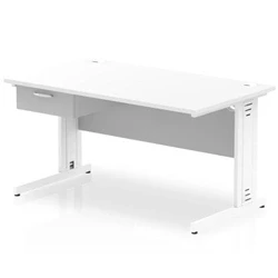 Image of Impulse 1400x800 Desk White Top Cable Managed Leg 1 Dr Fixed Ped