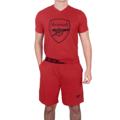 Image of Arsenal FC Official Football Gift Mens Loungewear Short Pyjamas Red Marl XL