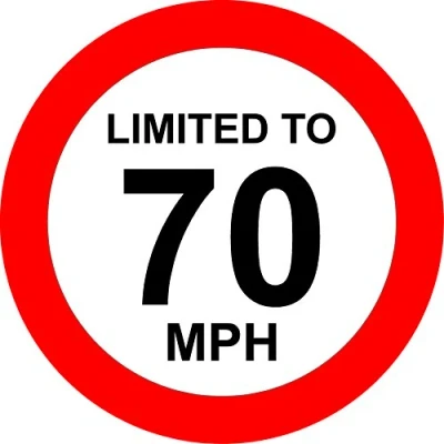 Image of Limited To 70 MPH Vehicle Speed Limit Sign Self adhesive sticker 150mm x