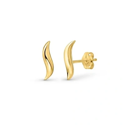 Image of Amberta Allure Women 9ct Gold Climber Earrings: Ear Crawlers Wave