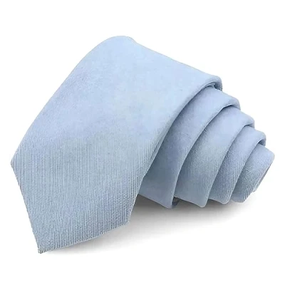 Image of DB Dickie Bow Men&#039;s Luxury Cotton Blend Skinny Neck Tie (Soft Blue) suitable for formalwear, office, weddings, parties, grooms &amp; groomsmen outfits