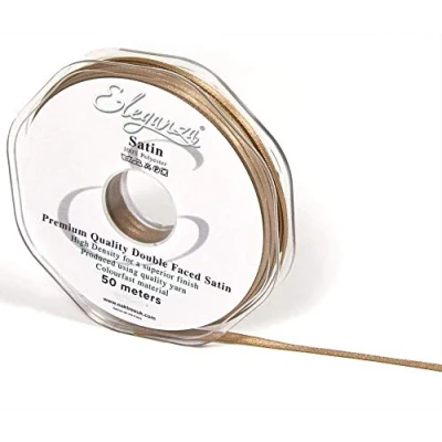 Image of OloreHome Eleganza Double Faced Satin Ribbon 3mm x 50m Mocha