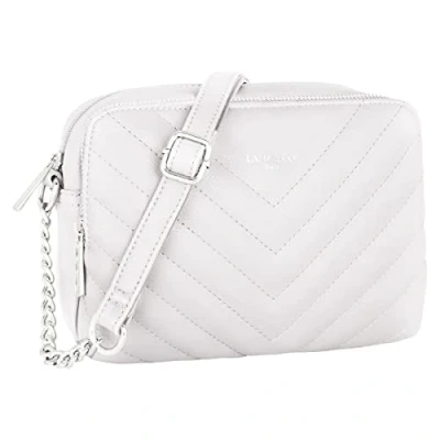 Image of CRAZYCHIC Women&#039;s Quilted Crossbody Bag Small Chain Shoulder PU Leather Handbag Ladies Rectangular Clutch 2 Zipper Compartments City Shopping Evening Fashion White