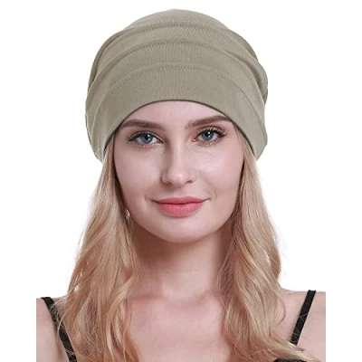 Image of osvyo Cotton Chemo Hats Soft Caps Cancer Headwear for Women Hair Loss Sealed Packaging, Warm Grey, One Size Fits All