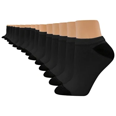 Image of Hanes Women&#039;s Value, No Show Soft Moisture Wicking Socks, Available in 10 and 14 Packs, Black 14, 5 9 (Pack of 14)