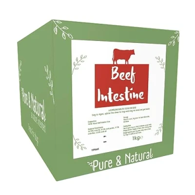 Image of Pure &amp; Natural Beef Intestine for Dogs 15cm High Protein, Hypoallergenic Dog Treats 100% Chews Puppies 12 Weeks and Up 1kg