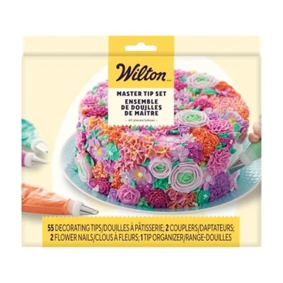 Image of Wilton 2104 0240 Master Cake Decorating Piping Tips Set, 55 Pieces, Silver, 5x21,5x20 cm