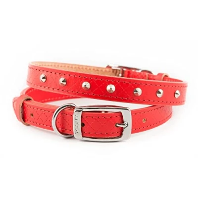 Image of Ancol Heritage Leather Stud Collar, Medium, Red
