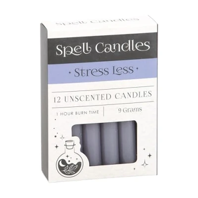 Image of 12 Purple Spell Candles for Stress Relief and Herbal Magick Something Different Ritual with Paraffin Wax