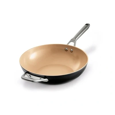 Image of Ninja Extended Life CW90928DE Ceramic Wok Pan Non Stick Coating (No PFAs, PFOAs, Lead, Cadmium), Suitable for Induction, Stainless Steel Handle, Oven Safe up to 285 C, Terracotta &amp; Grey