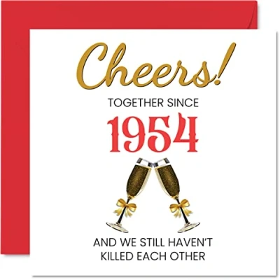 Image of Funny Platinum Anniversary Card for Husband Wife Together Since 1954 Happy 70th Wedding Cards Partner, I Love You Gifts, 145mm x Greeting Seventieth Anniversaries