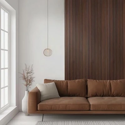 Image of DecorAndDecor Acoustic Slat Wood Wall Panel and Ceiling Panelling Decorative 3D MDF 120 x 60 Smoked Oak 2 Pack