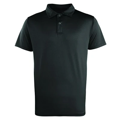 Image of Premier Unisex Coolchecker Stud Pique Polo Shirt Black 3XL